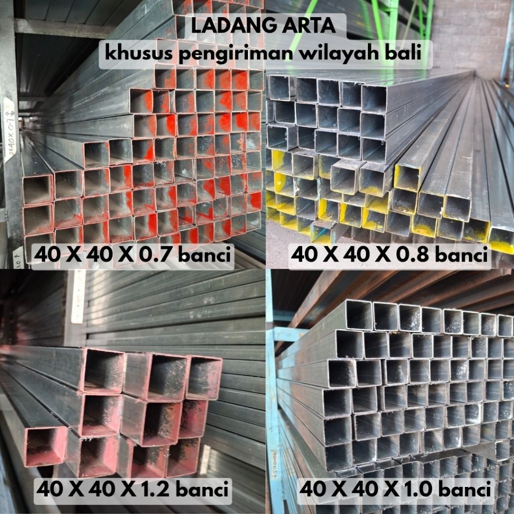 besi kotak / hollow galvanis 40 x 40 banci