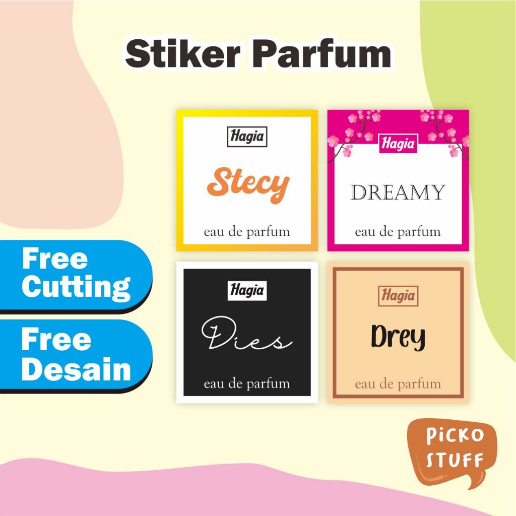 Stiker Parfum / stiker label parfum / stiker kotak / stiker persegi (100 PCS)