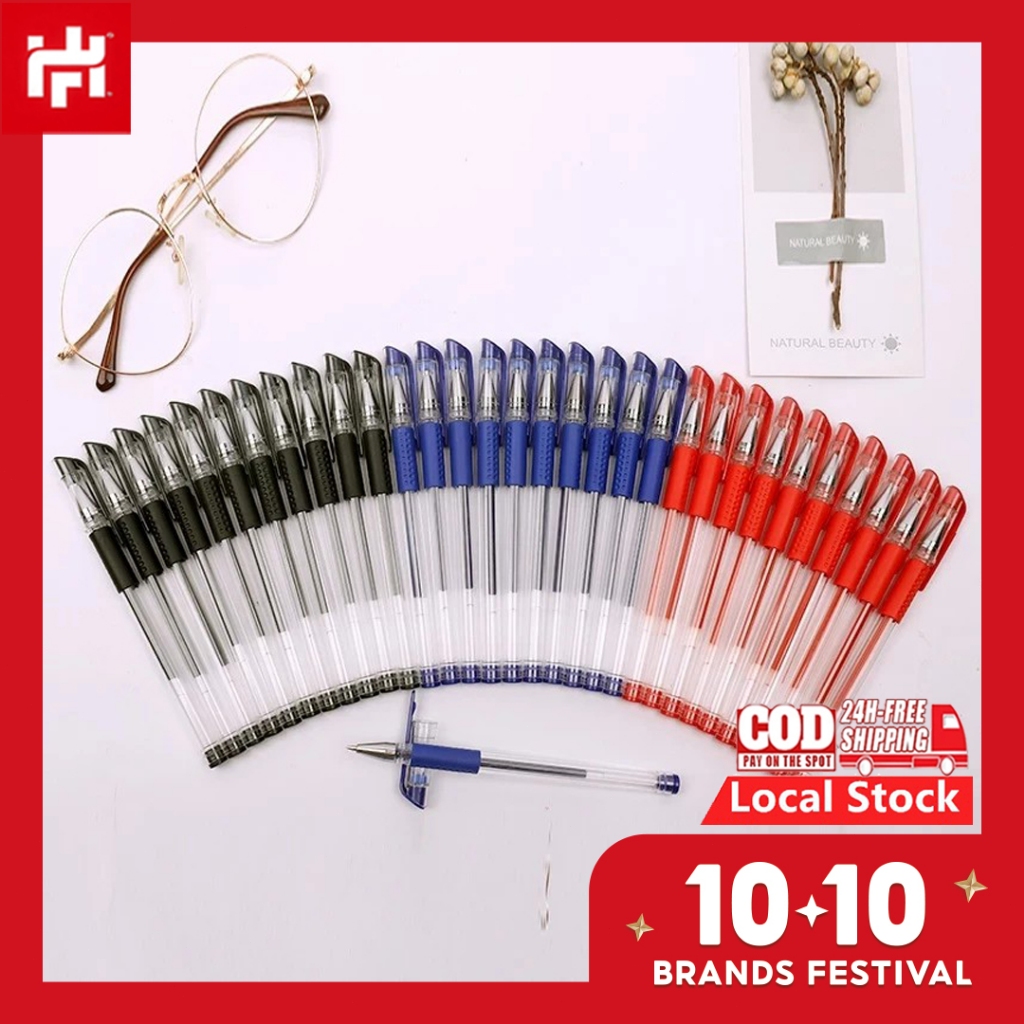 50 Pena Gel Mimi 0.55Mm Pena Gel Mimi Hitam Merah Biru Standar Pulpen Tinta Cair Alat Tulis Sekolah