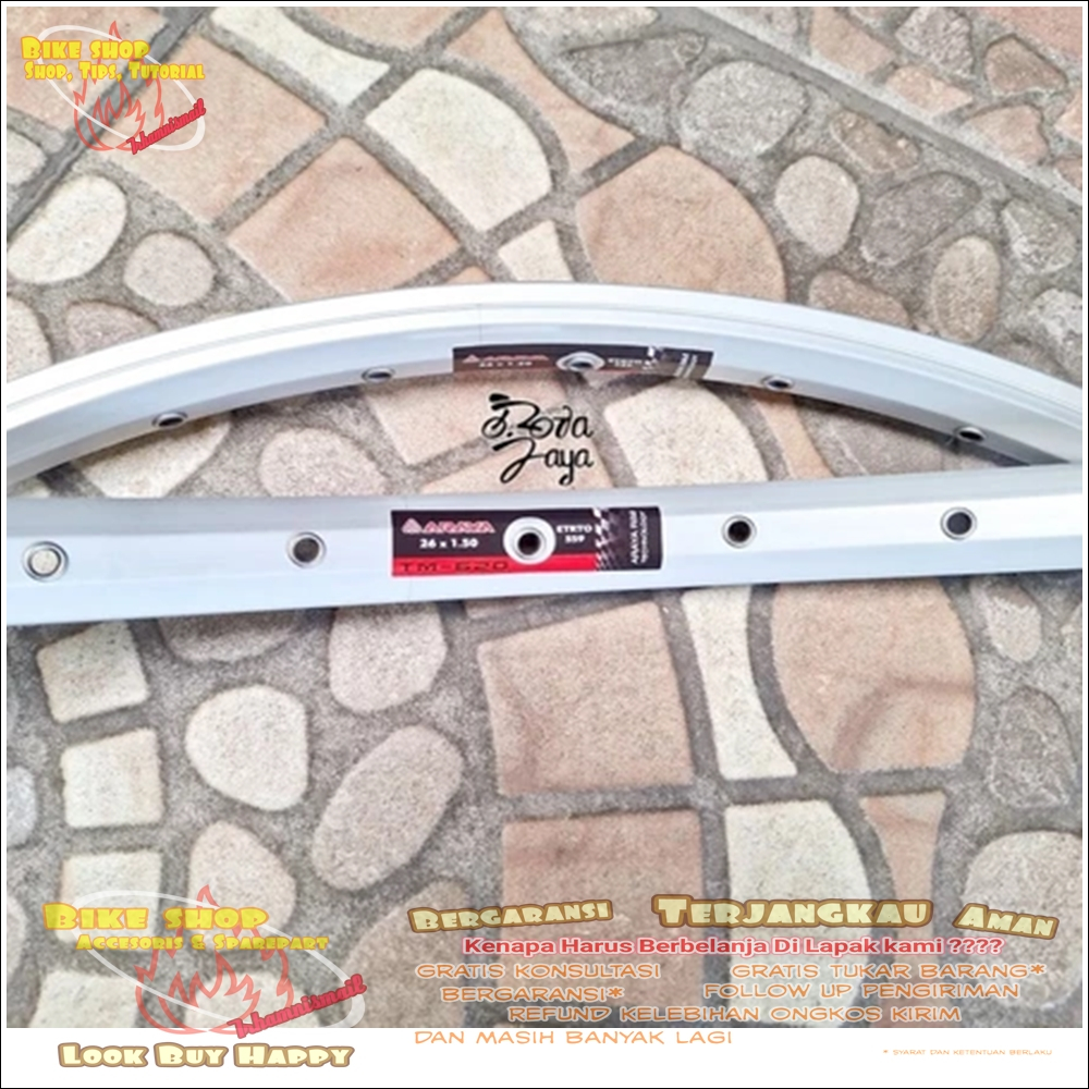 VELG RIMS SEPEDA ARAYA 26 TM620 ALLOY SILVER 36H SPAREPART SEPEDA TERMURAH