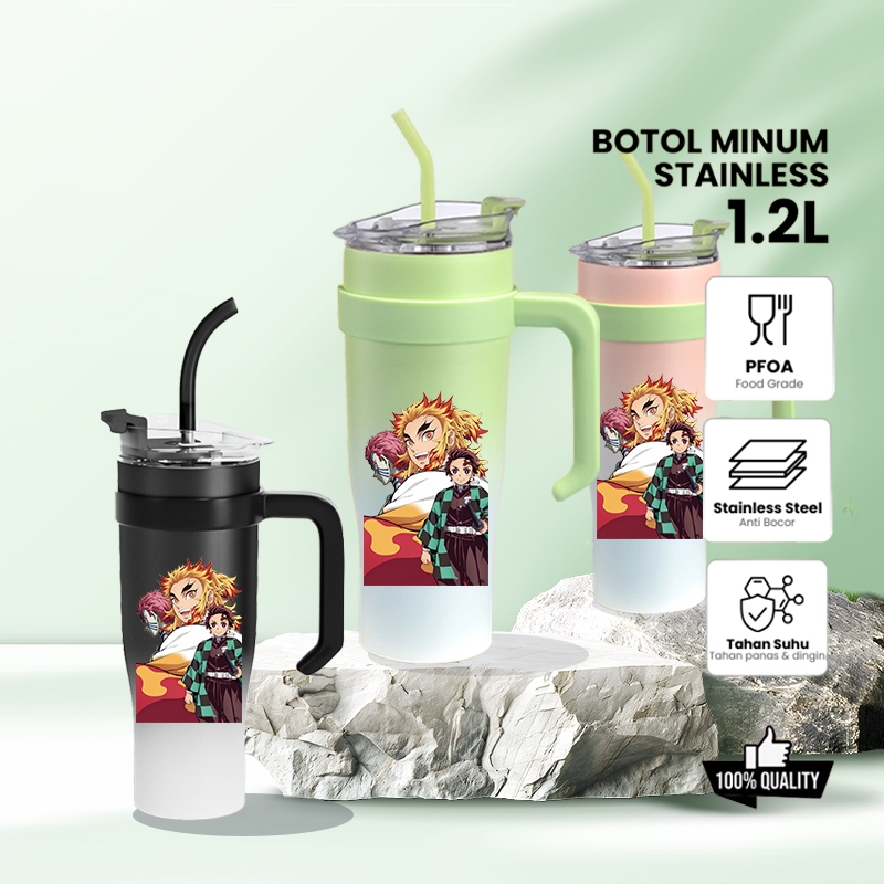 Portable Tumbler Demon Slayer Character Anime 1200ml Stainless Steel Botol Minum Aesthetic Demon Sla