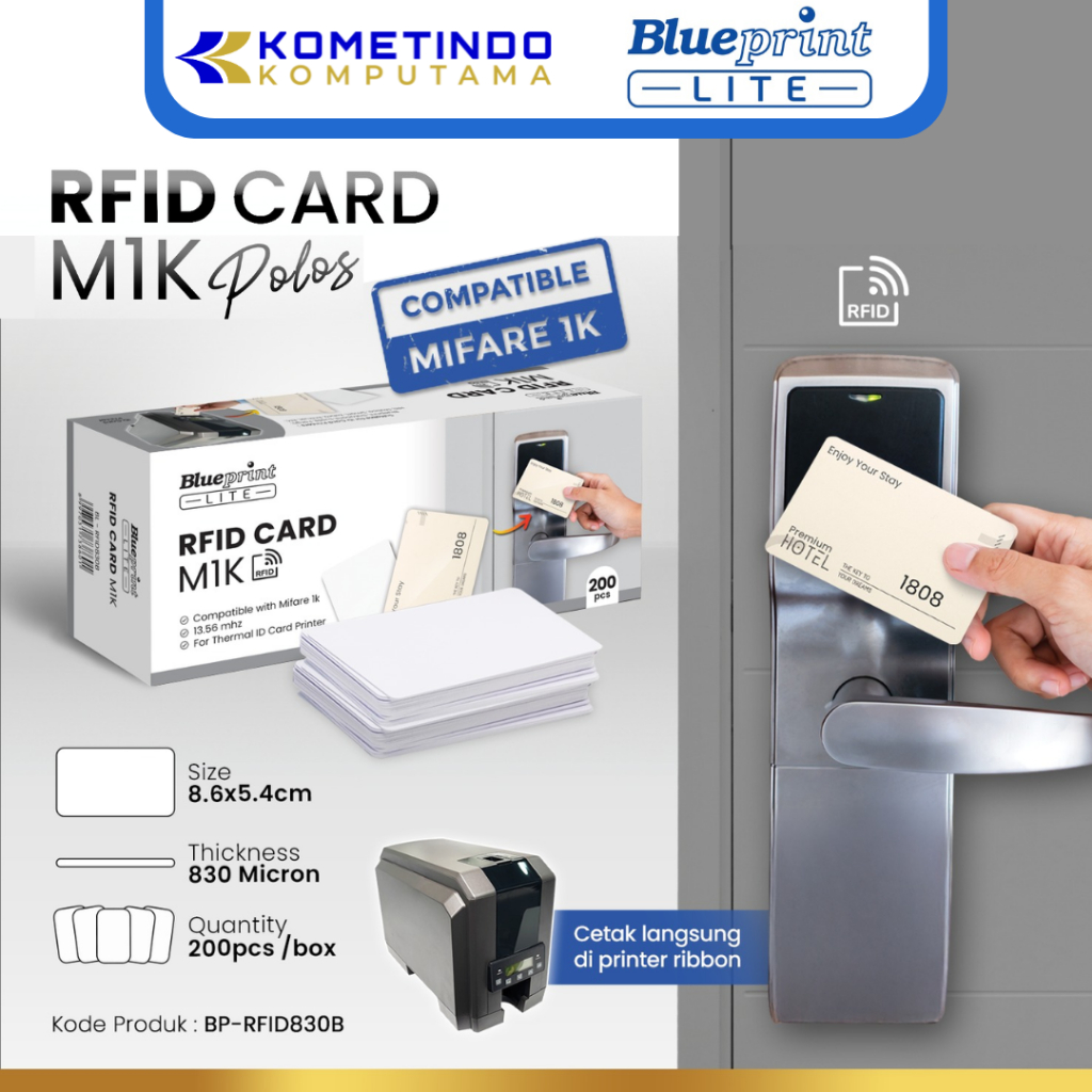 LITE BP-RFID830B 200pcs/BOX Kartu RFID card blueprint LITE 8.6x5.4 830 mic Compatible MIFARE 1K Coco