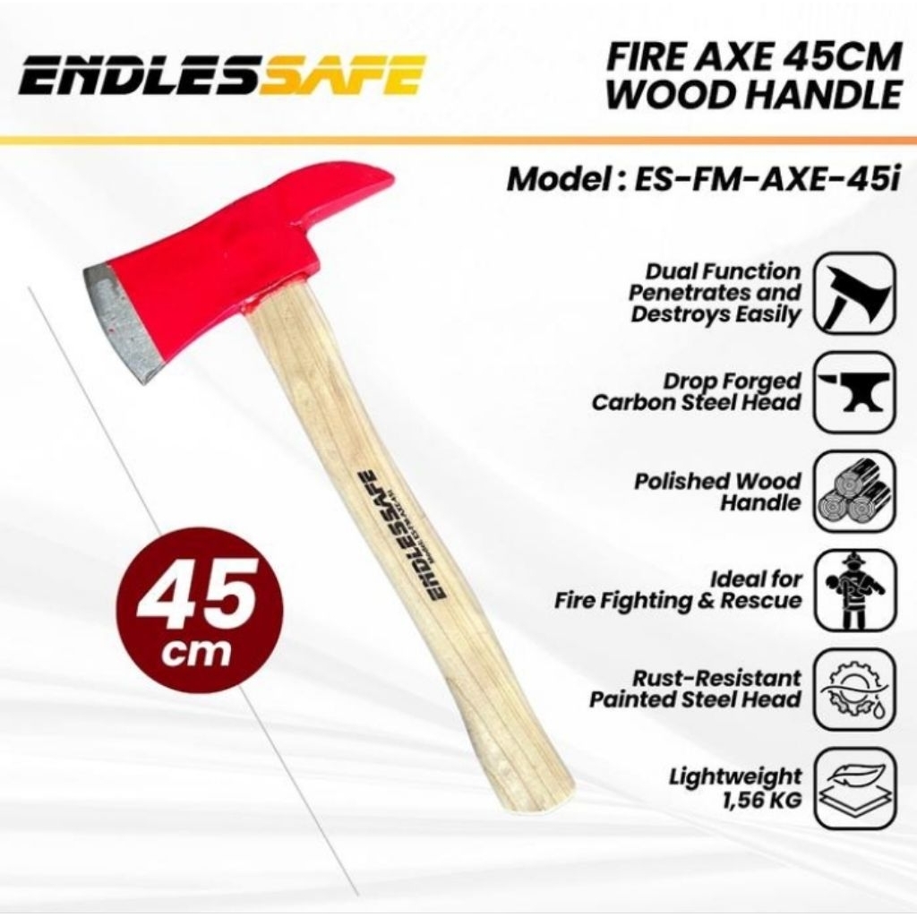 Kapak pemadam import - kapak Gagang kayu 45cm kepala baja