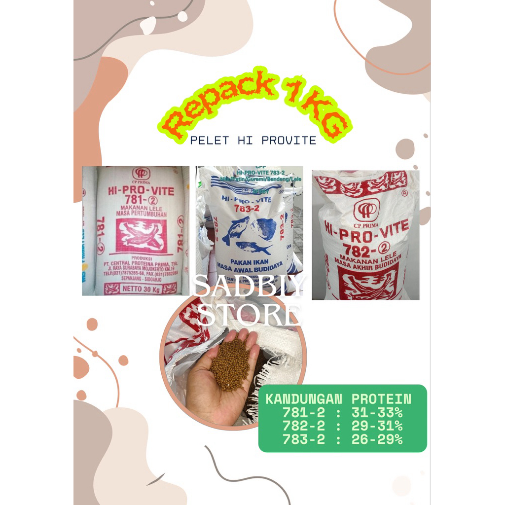 PELET IKAN 1kg, hi pro vite 781,782,783