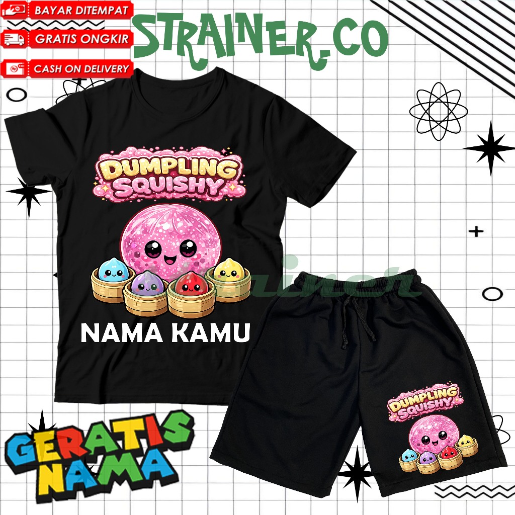(BISA COD) Setelan Fashion Kaos Anak Baju Anak Celana Pendek Anak Dumpling Squishy Lucu Set dan Stel