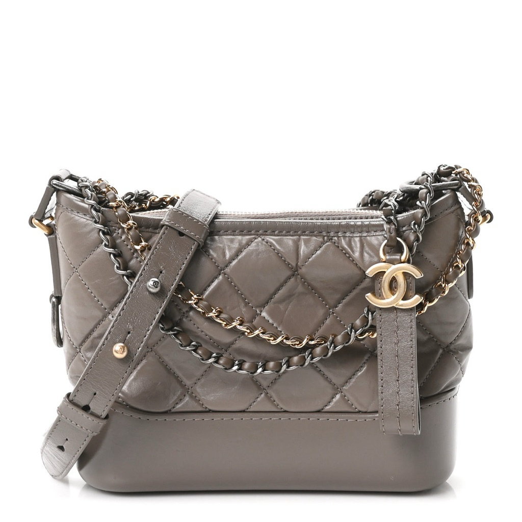 Preloved - Chanel Gabrielle Taupe Small Sling Gabby Shoulder Bag