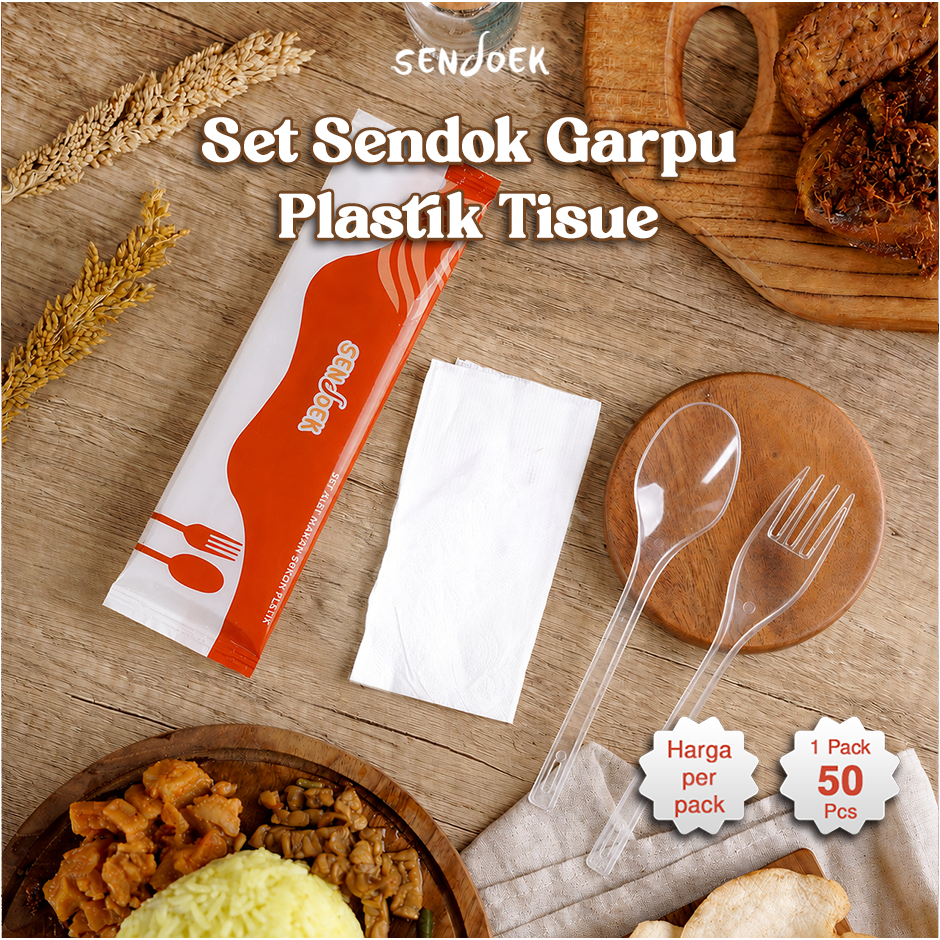 Catering Set Sendok Garpu Plastik Tissue / Sendok Garpu Set Plastik