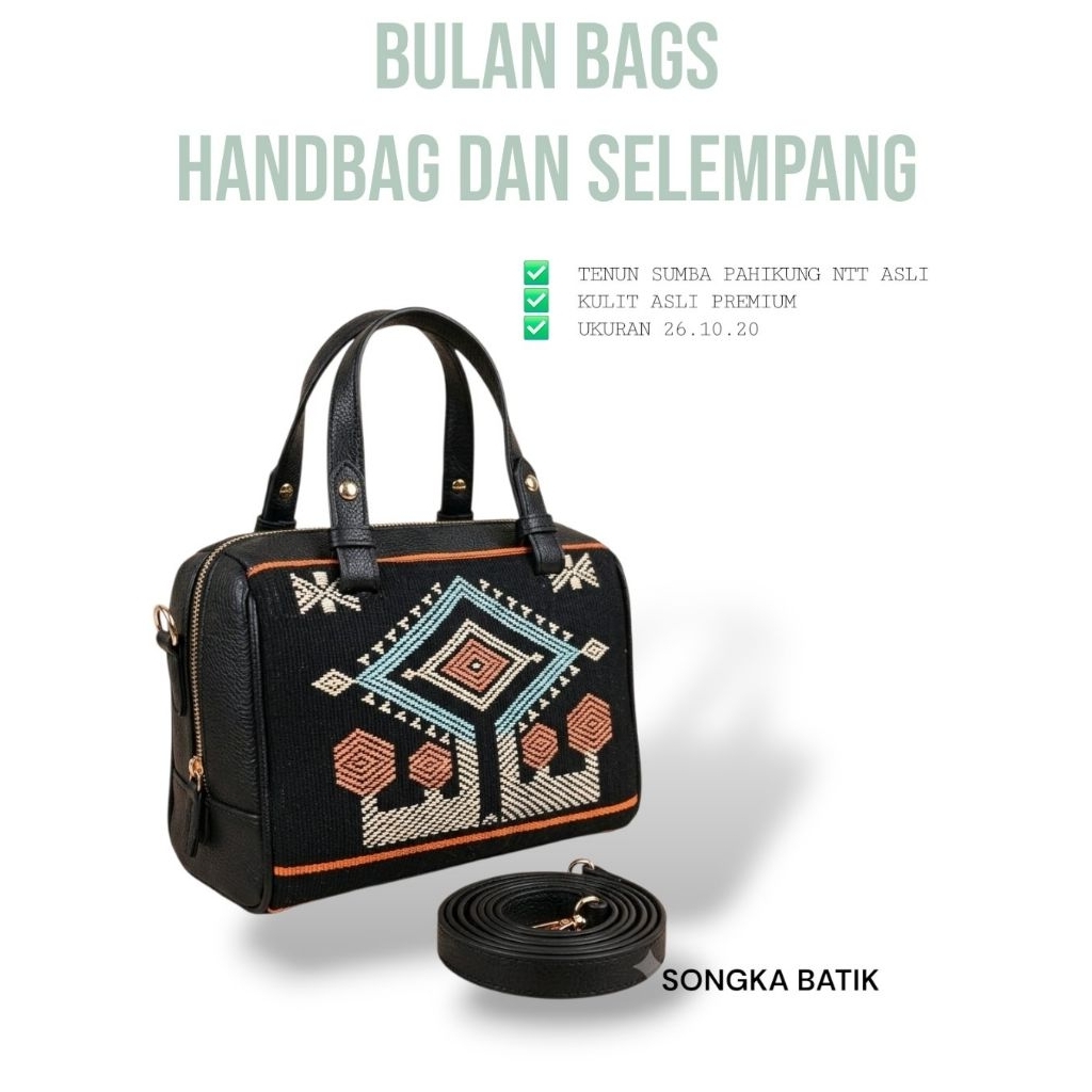 TAS ETNIK HANDBAG WANITA KULIT ASLI TENUN SUMBA NTT /TAS BATIK /TAS ETNIK/TAS KULIT ASLI BULAN BAGS