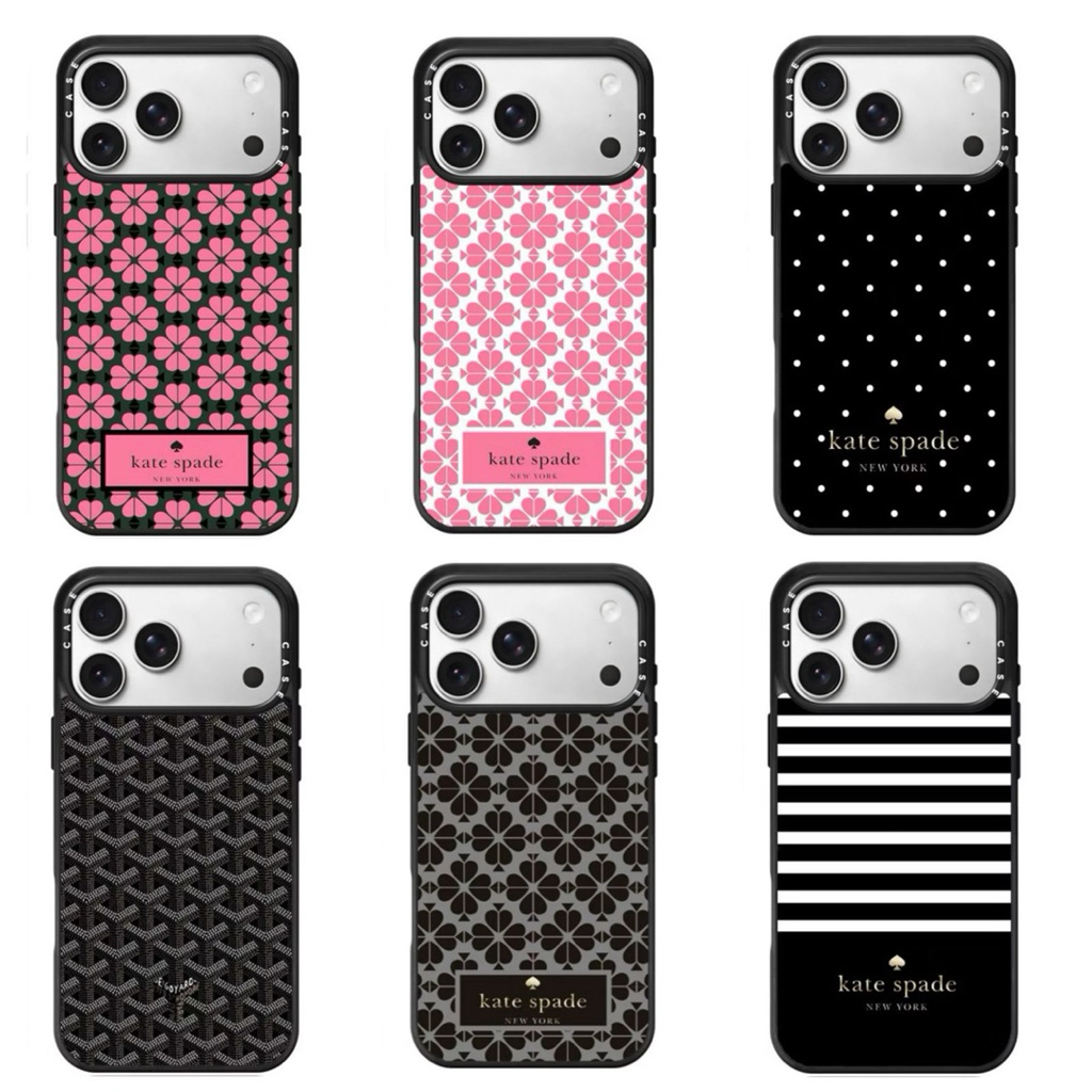 Casetifli Acrylic Magnetic Case Kate Spade Pink Black Polka Goyard Stripes Black And White Cover TPU