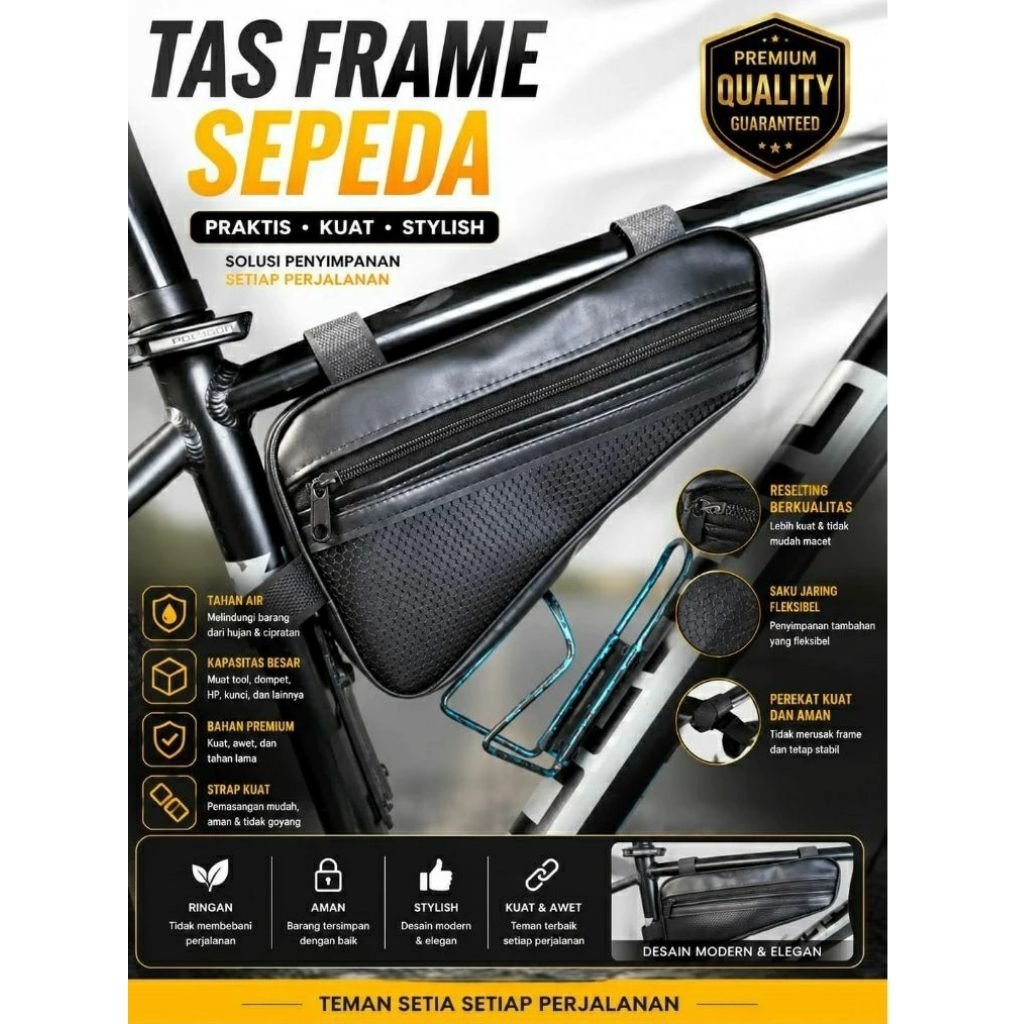 Tas Sepeda Frame Multifungsi Waterproof Anti Air Bike Frame Bag Kapasitas Besar