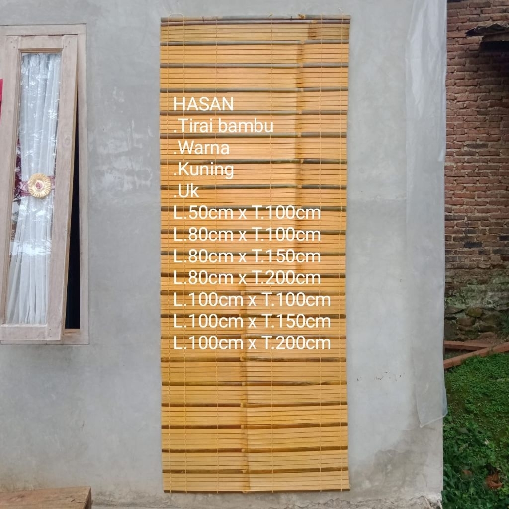 Tirai bambu vernis & pliture lebar 100 cm / tirai bambu gulung penutup pintu outdoor