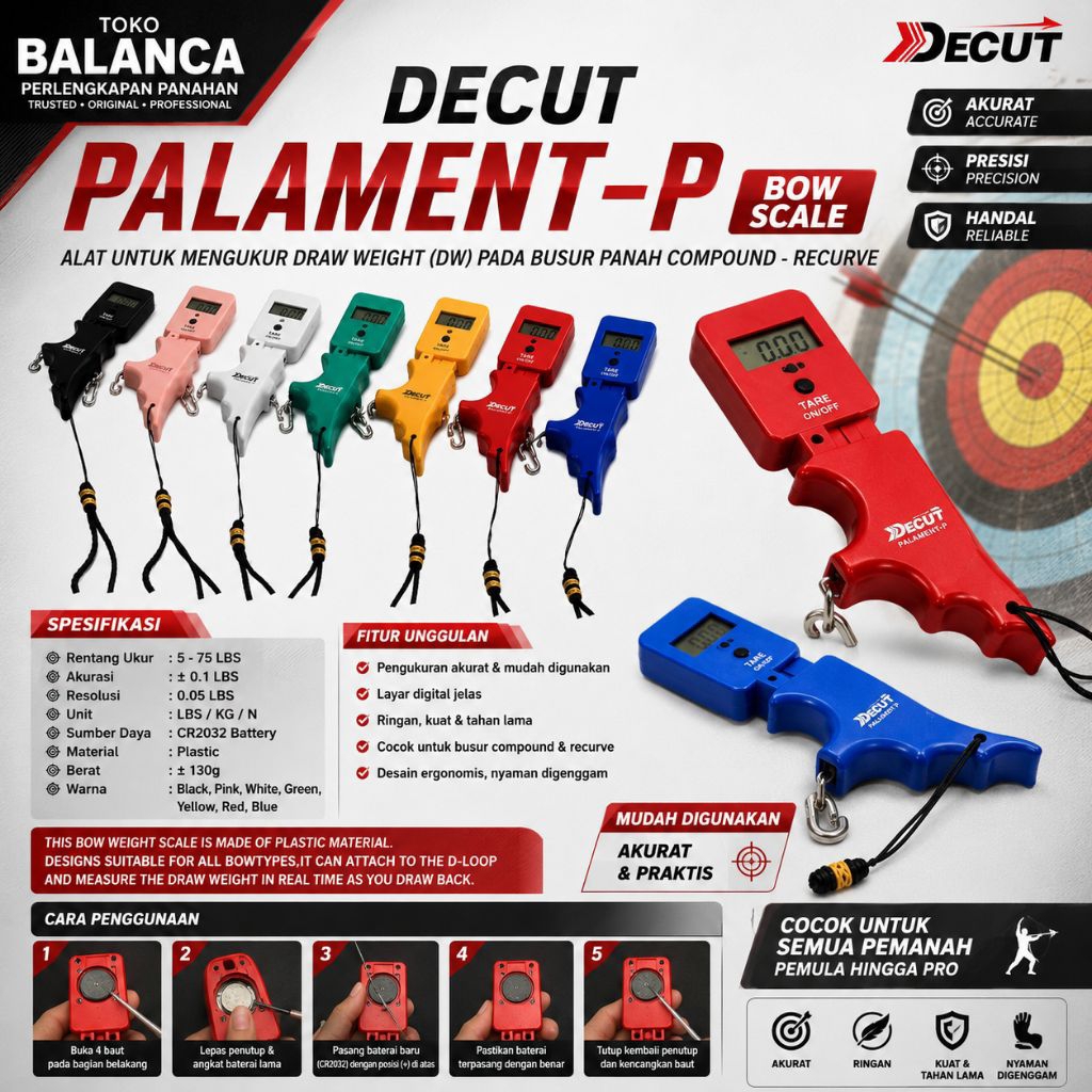 DECUT Palament-P Bow Scale Draw Weight Scale Alat Ukur DW Busur Panah Compound Recurve