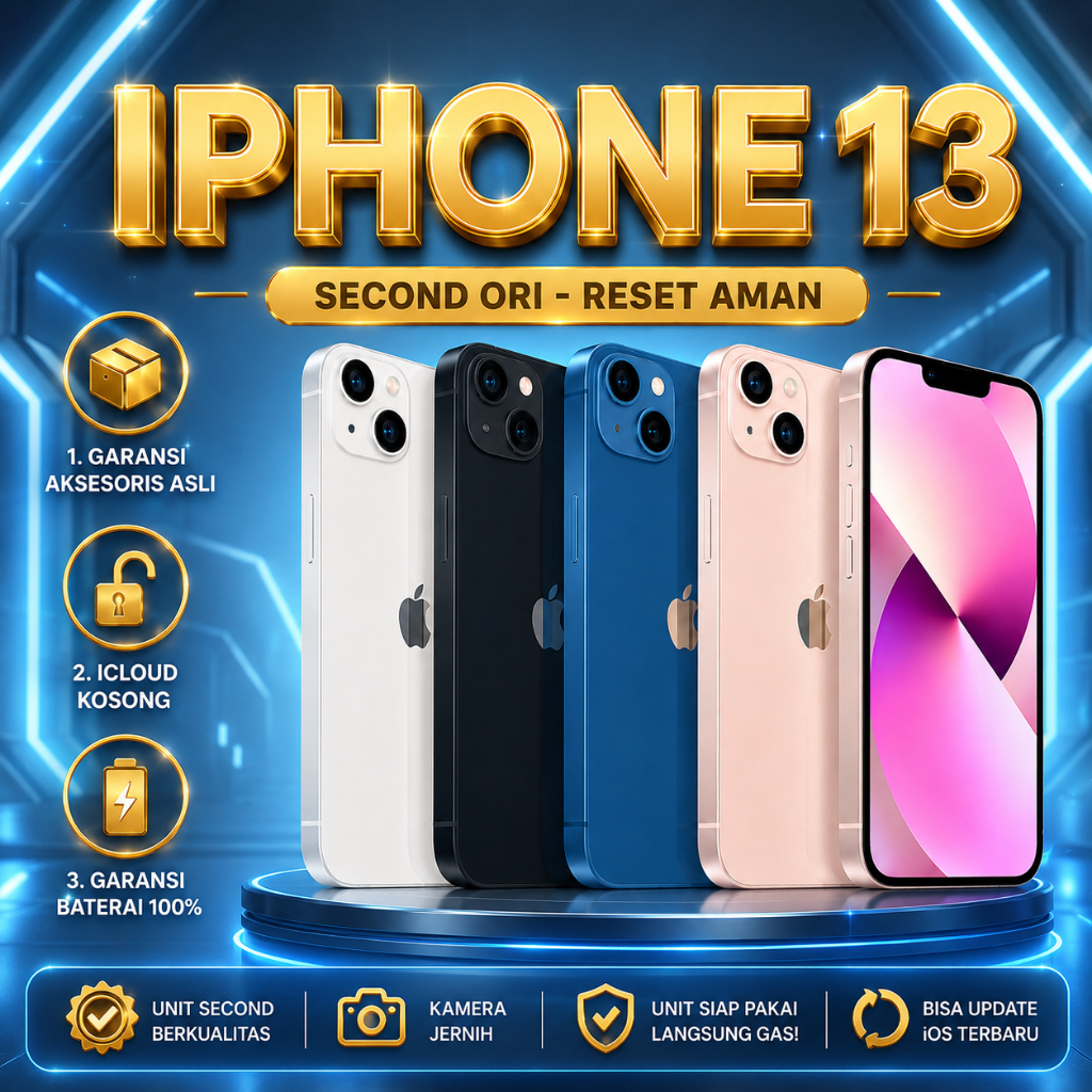 iPhone 13 Second Original Fullset Pilihan Warna 128GB  Like New ICLOUD Kosong PROMO