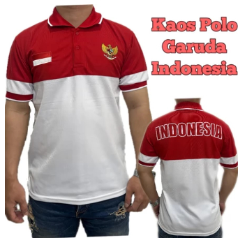 POLO SHIRT 17 AGUSTUS / KAOS KERAH GARUDA INDONESIA / BAJU MERAH PUTIH BORDIR GARUDA