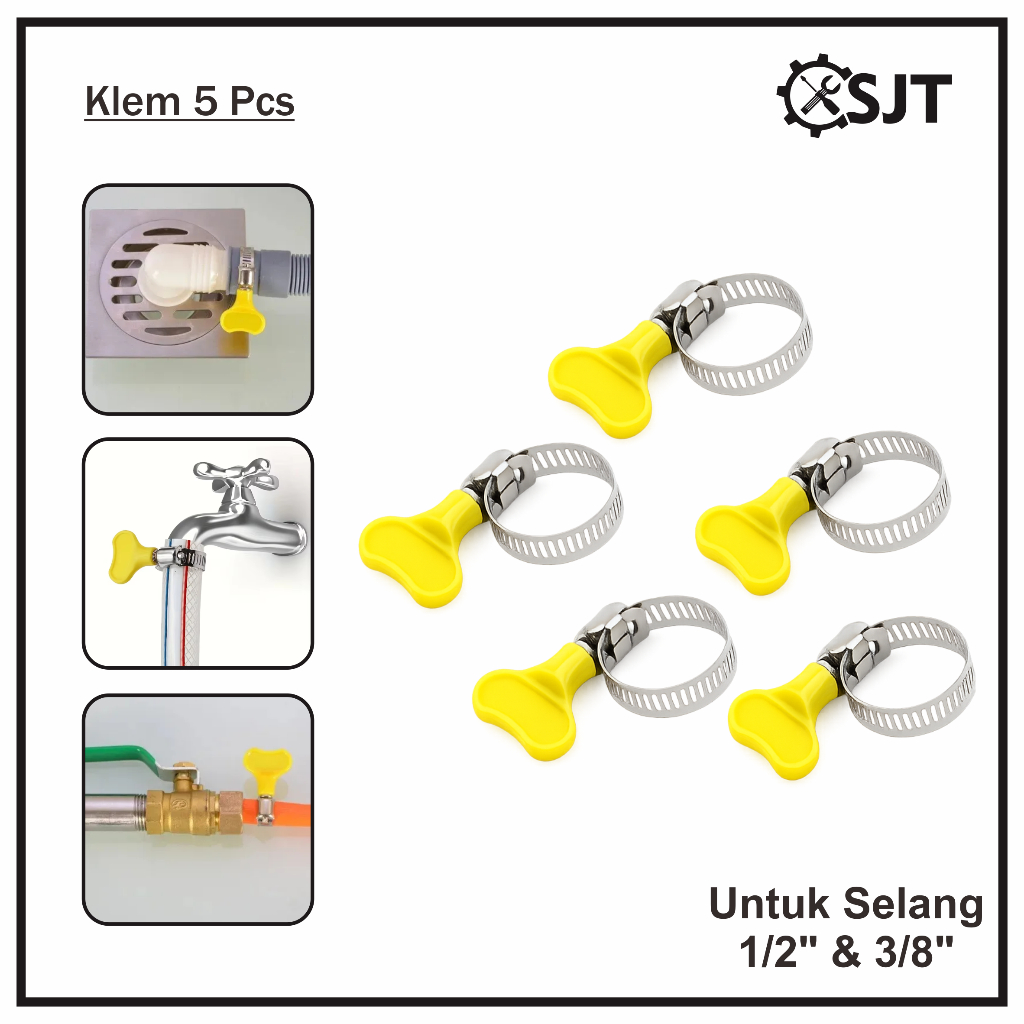 SJT - [Isi 5 Pcs] Klem Selang Semprotan Air / Klem Hose Clamp Pengikat Selang Pipa Taman