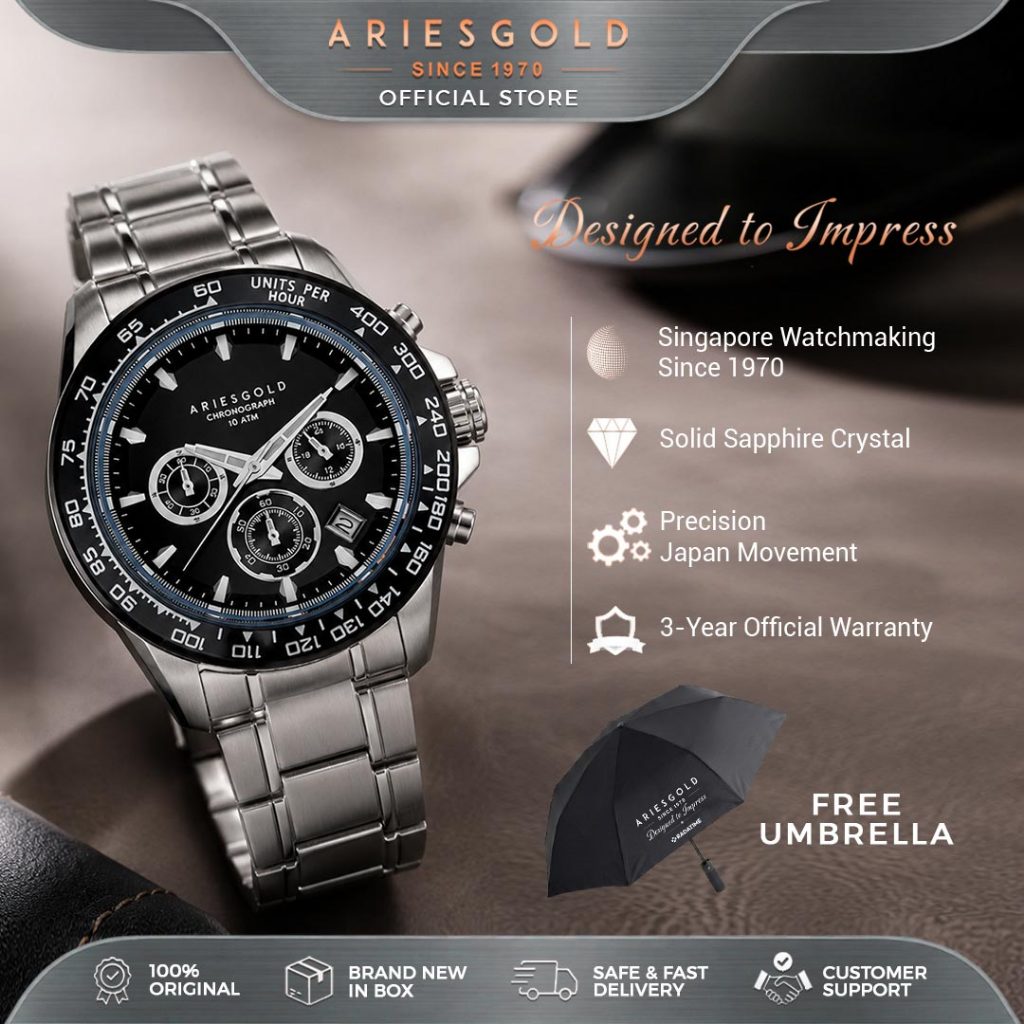 [FREE TUMBLER] Jam Tangan Pria Aries Gold Inspire Monza 100% Original Solid - G-7024-SBK-BK