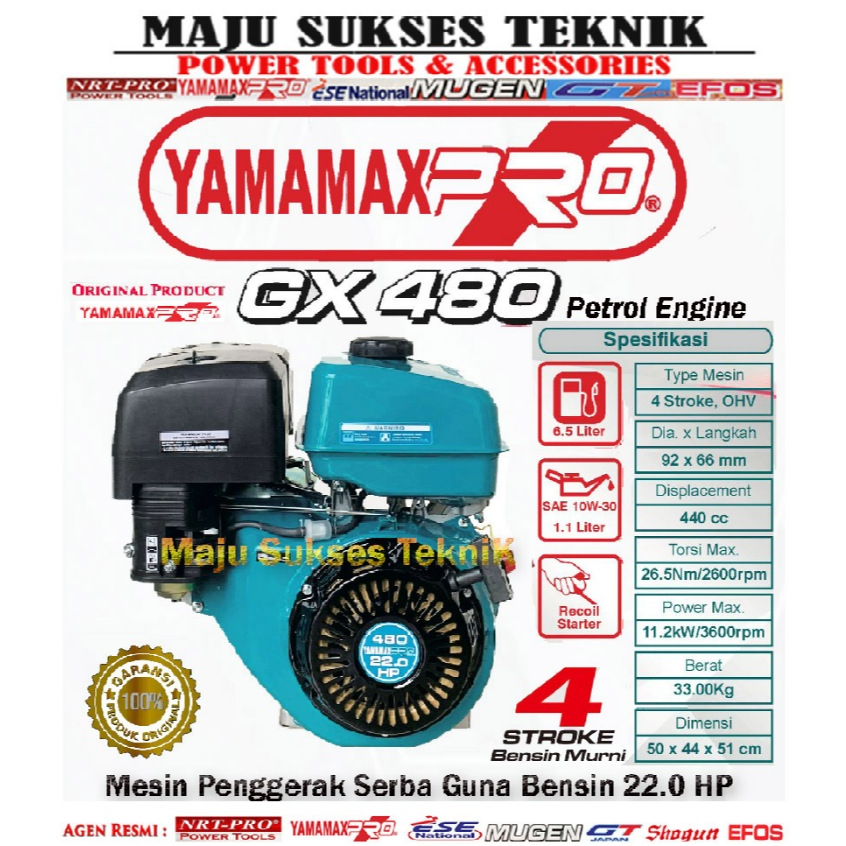 YAMAMAX PRO GX 480 Mesin Penggerak Gasoline Engine Motor Bensin Serbaguna 22HP 22 HP GX480