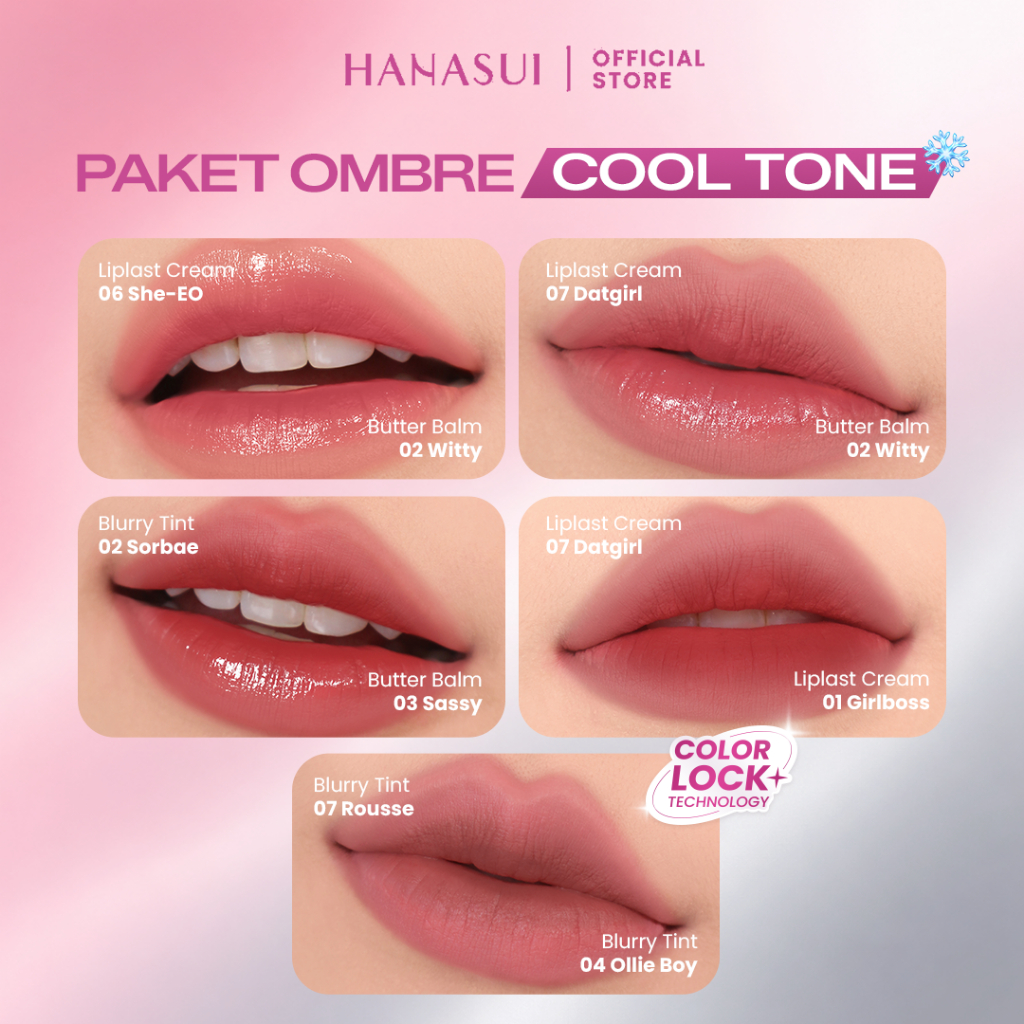 [BEST SELLER] Hanasui Next Level Paket Ombre Cool Tone - Matte & Glossy Finish - Longlasting 16H   L