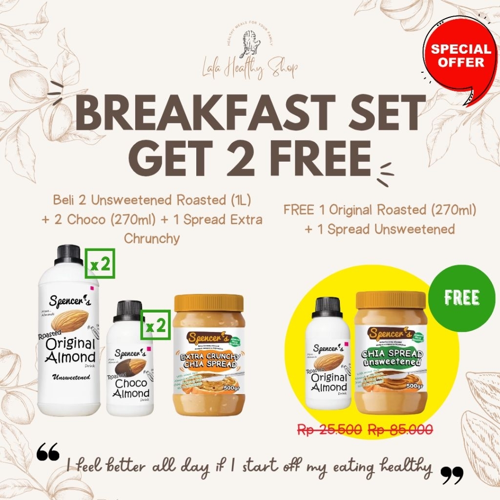 [PROMO MURMER] Spencer's Breakfast Set Susu Almond + Selai Almond Spread Spencers