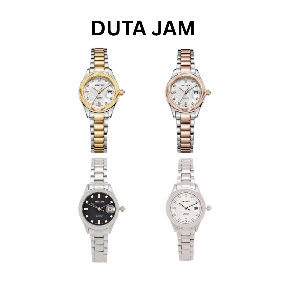 JAM TANGAN WANITA RHYTHM AUTOMATIC A1404 S01 S02 S04 STAINLESS STRAP