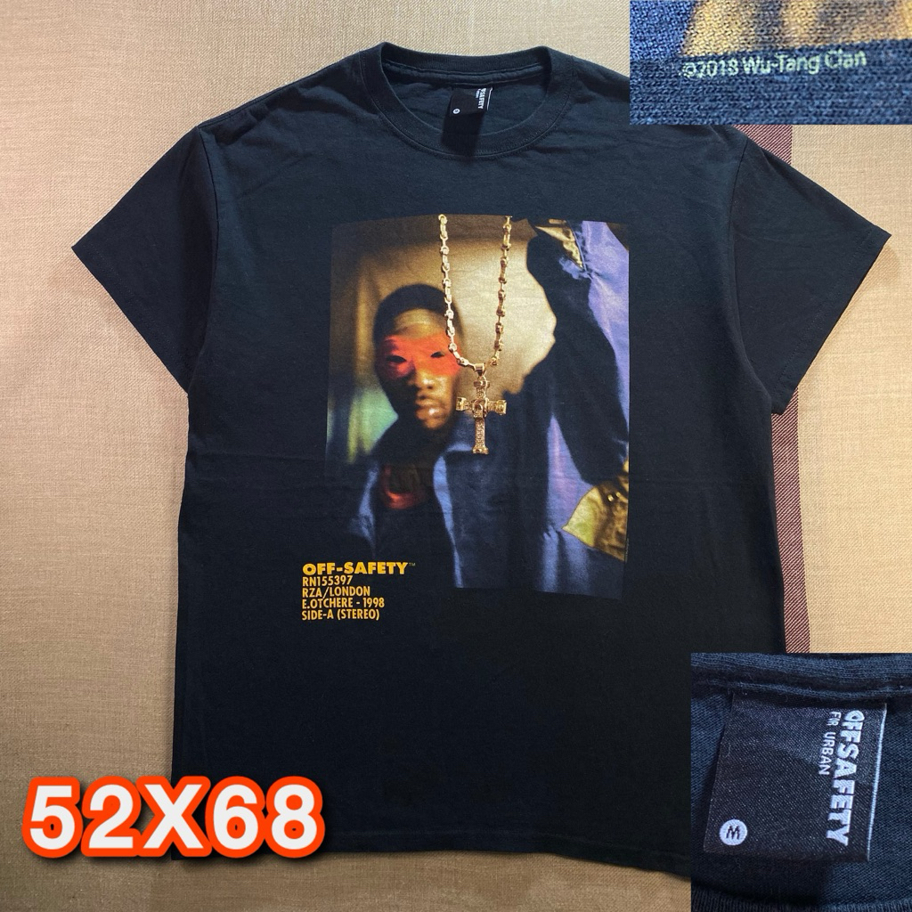 Kaos Off-Safety x Wu-Tang Clan RZA London 1998 Vintage Rap Tee Hitam Second original