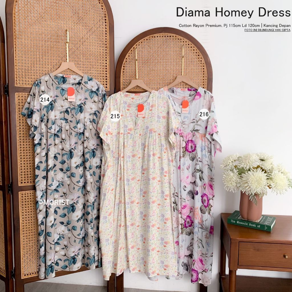 Diama HomeDress Daster Pendek Premium Catton Rayon Original Ori Morist Berlabel