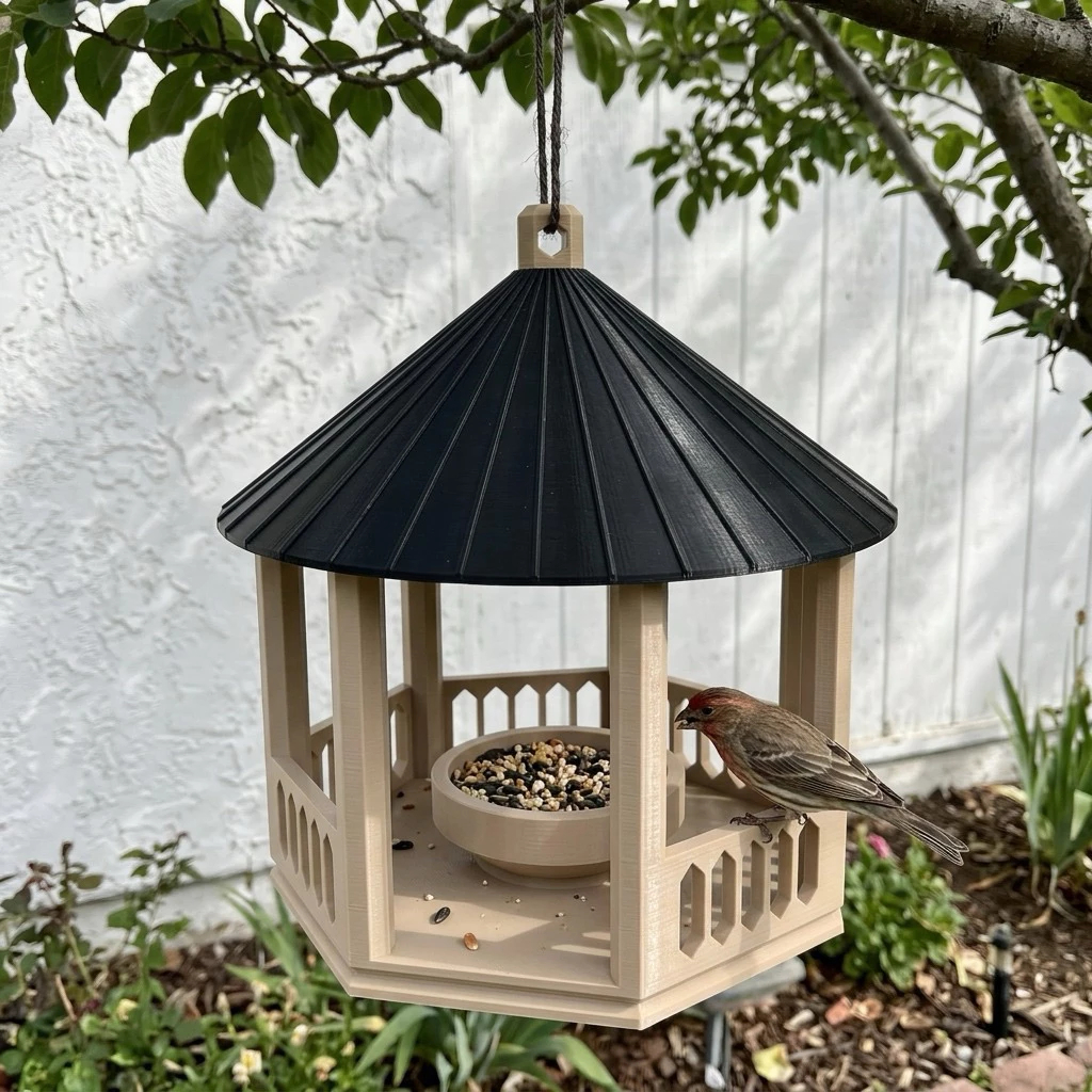 (The Ham's) Gazebo Burung Tempat Makan Burung Bird Feeder Kayu Hias Taman Gantung Outdoor