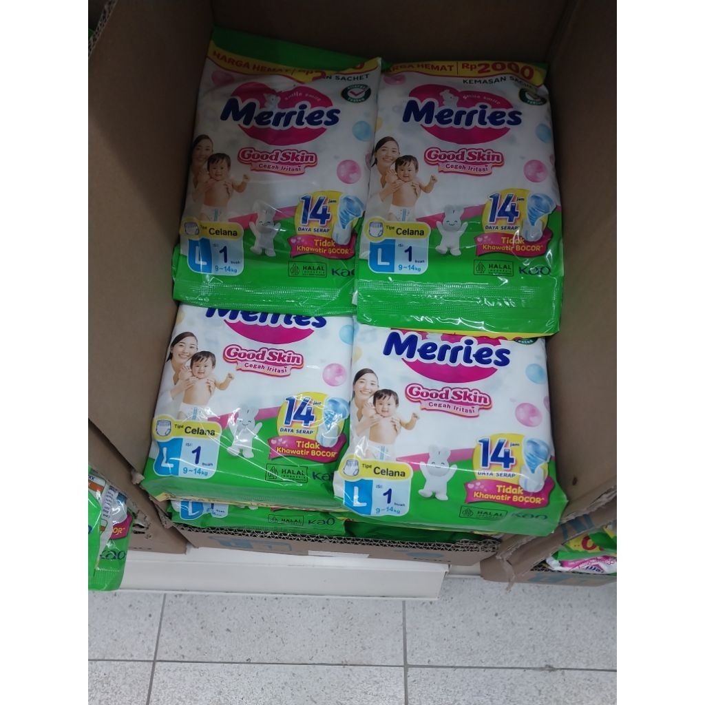 Termurah Pampers MERRIES GOOD SKIN PANTS ukuran M L XL (1 renceng isi 6)