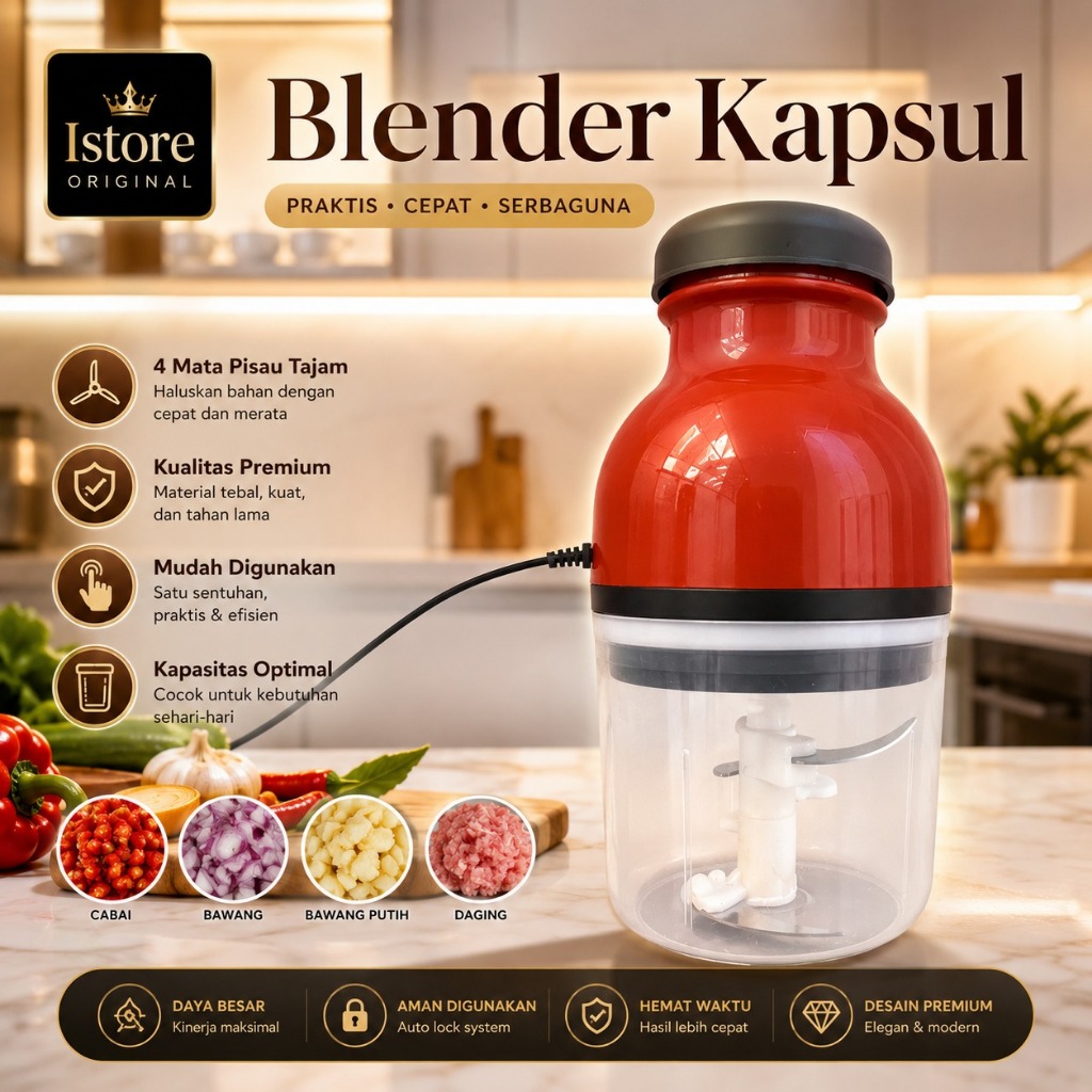 Istore Blender Kapsul Electric 450 ML Blender MPASI Blender Chopper Jus Dan Penggiling Daging