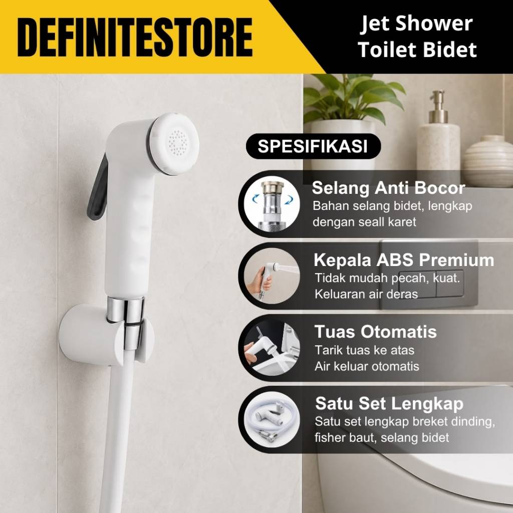Jet Shower Toilet Bidet Semprotan Kamar Mandi Set ABS Premium + Selang Bidet 100cm