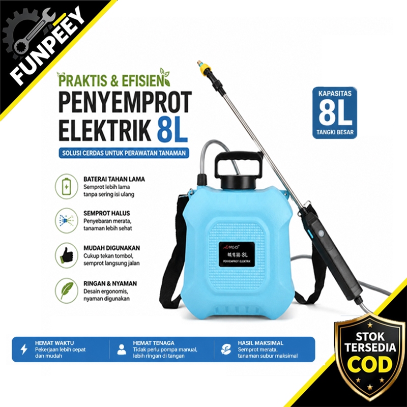 (Stok Tersedia)Semprotan Elektrik Sprayer 8 Liter Alat Semprotan Hama Padi Sprayer Elektrik
