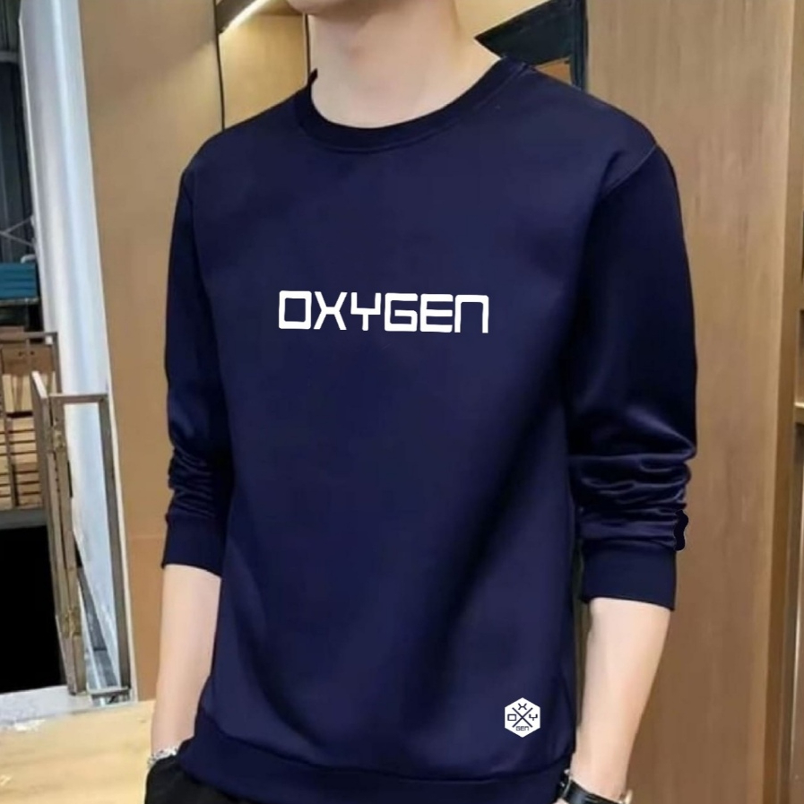 Excellent Kaos Keren Baju Kekinian Crewneck Elegan Sweater Terbaru Kaos  Pria Lengan Panjang Oxygen