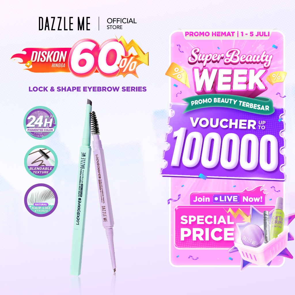 DAZZLE ME Lock & Shape! Eyebrow Pencil Series Pensil Alis Tahan Lama Waterproof Sweatproof Smudgepro