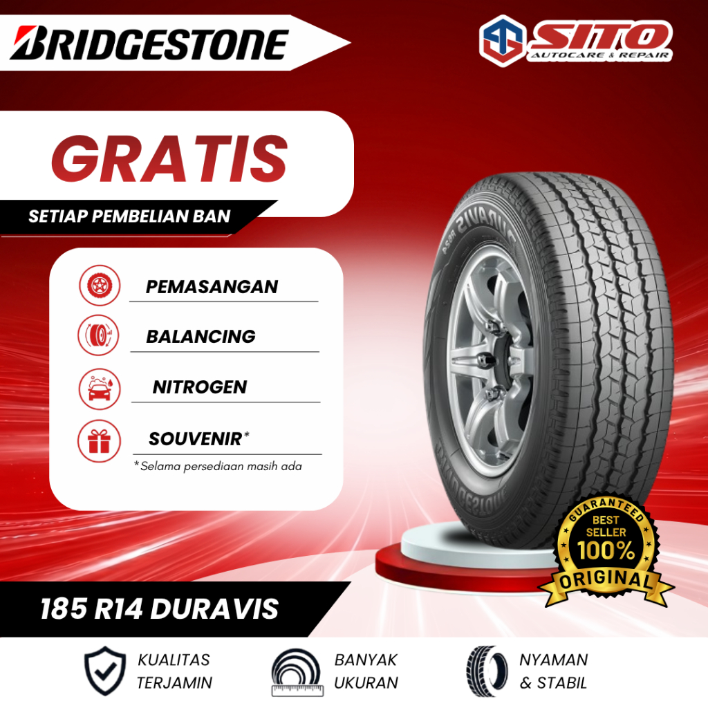 [WAJIB TANYA STOK] BAN BRIDGESTONE 185 R14 DURAVIS - BAN MOBIL KIJANG, CARRY, GRAN MAX PICK UP, APV,