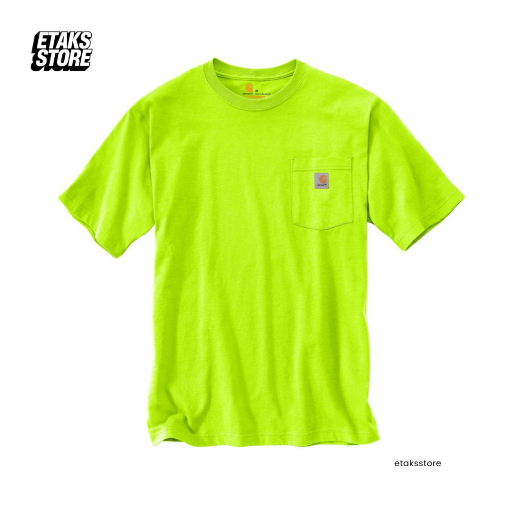Kaos Carhartt Pocket Loose Fit Tee Brite Lime | Workwear Tshirt | Import USA Original