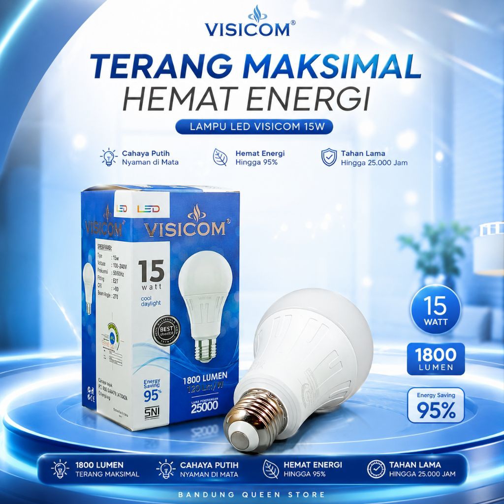 Lampu LED VISICOM 15 Watt A-bulb 6500K SNI