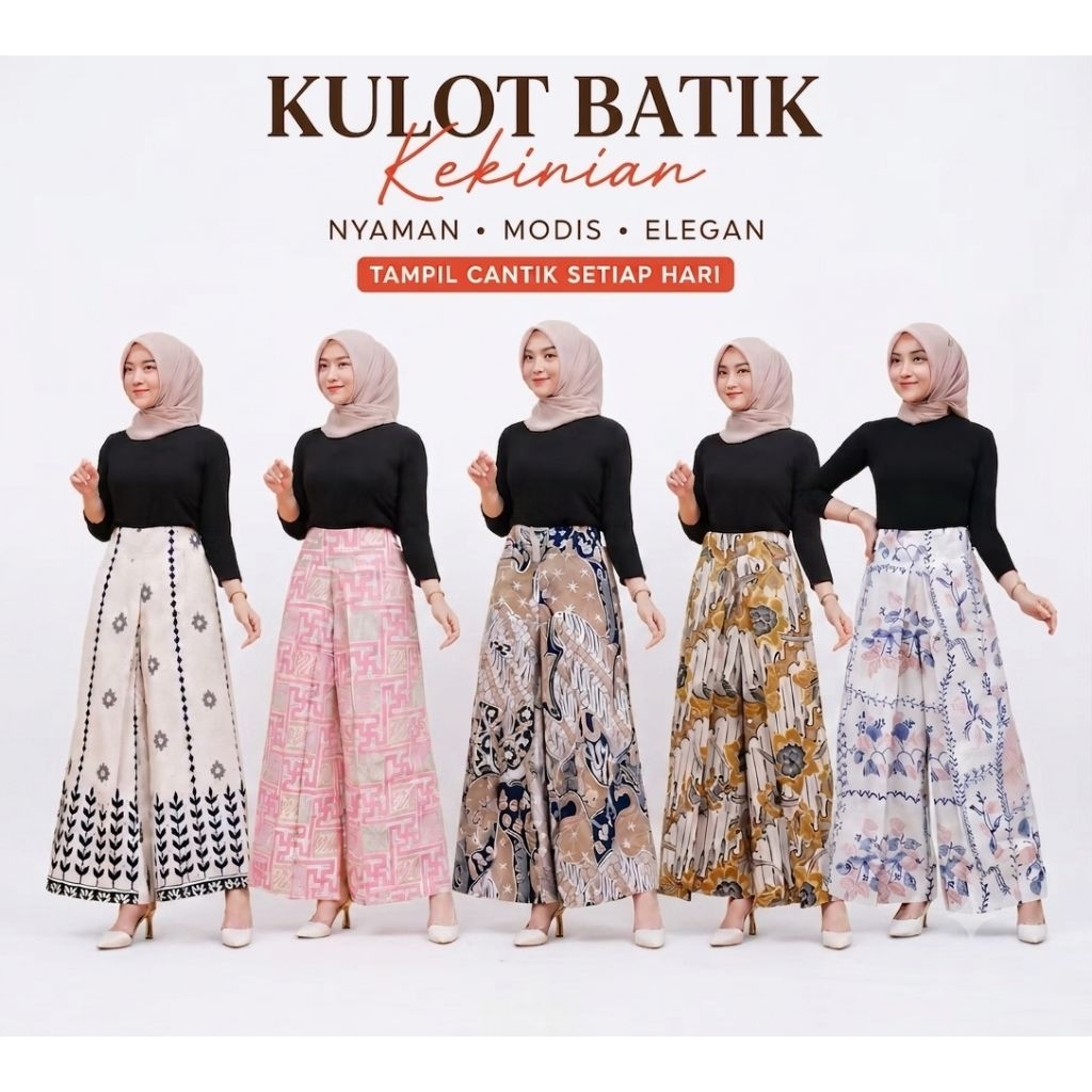 Celana Kulot Batik Wanita Lapis Lapis / Kulot Batik Modern Highwaist / Bawahan Batik Kondangan
