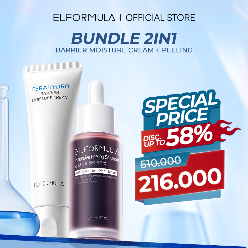 ELFORMULA Bundle 2in1 - Intensive Peeling Solution + CeraHydro Barrier Repair Moisture Cream - Peeli