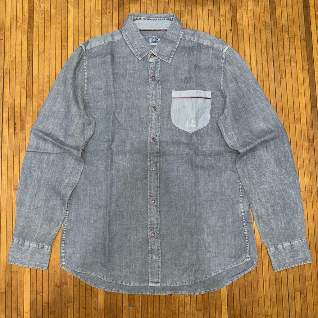 CP COMPANY SLIM FIT TIE DYE LONG SLEEVE LINEN SHIRT