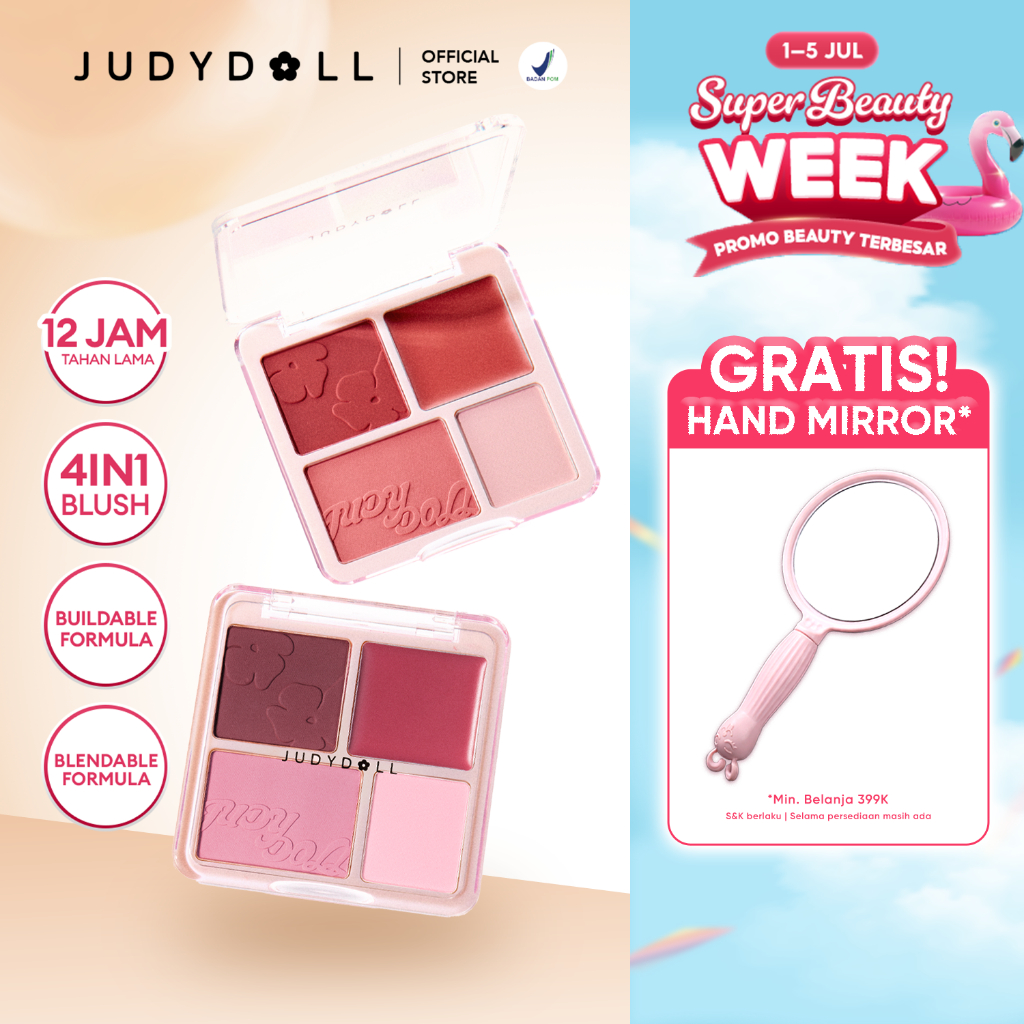 (MUST HAVE) Judydoll All In One Blush & Highlight Powder Palette - 9gr Multifungsi Cheek Blush On Cr