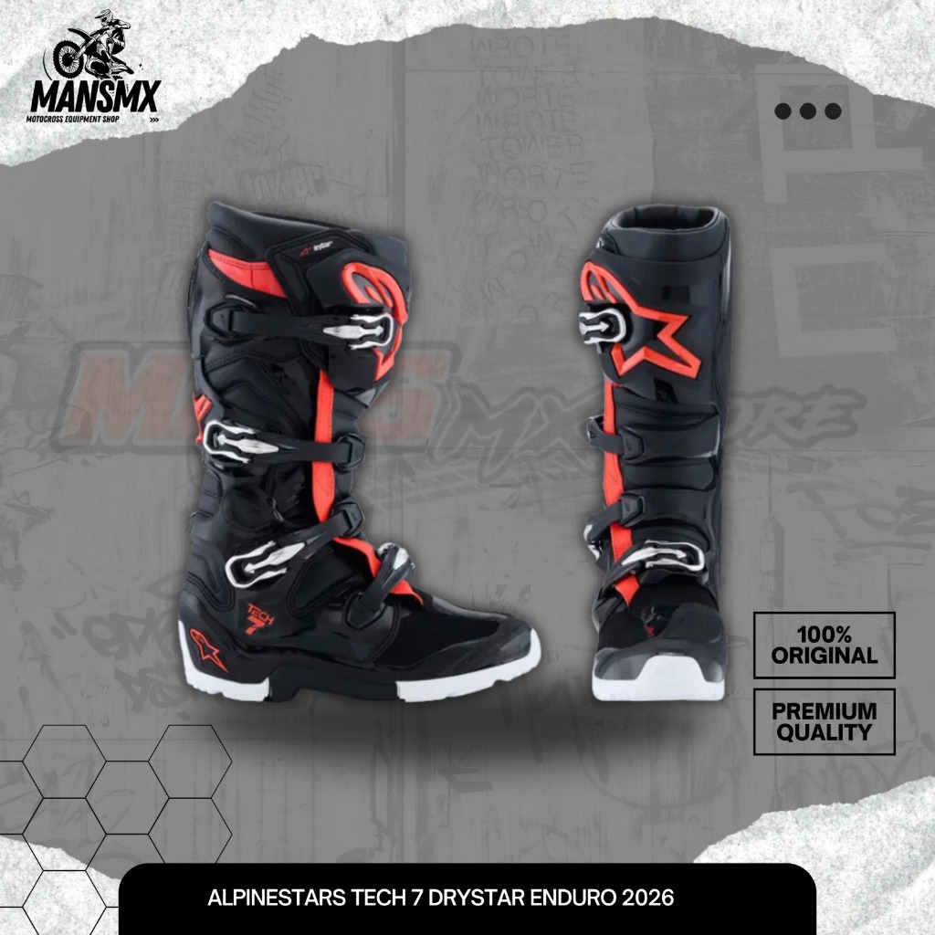 ALPINESTARS TECH 7 ENDURO DRYSTAR BLACK RED FLUI WHITE BOOTS ALPINESTAR TECH 7 ENDURO MOTOCROSS TRAI