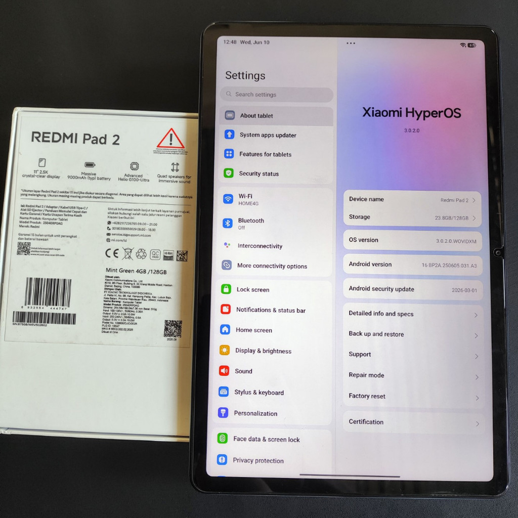 Redmi Pad 2 WIFI 4/128GB Helio G100 Ultra Tablet Android Preloved/Second