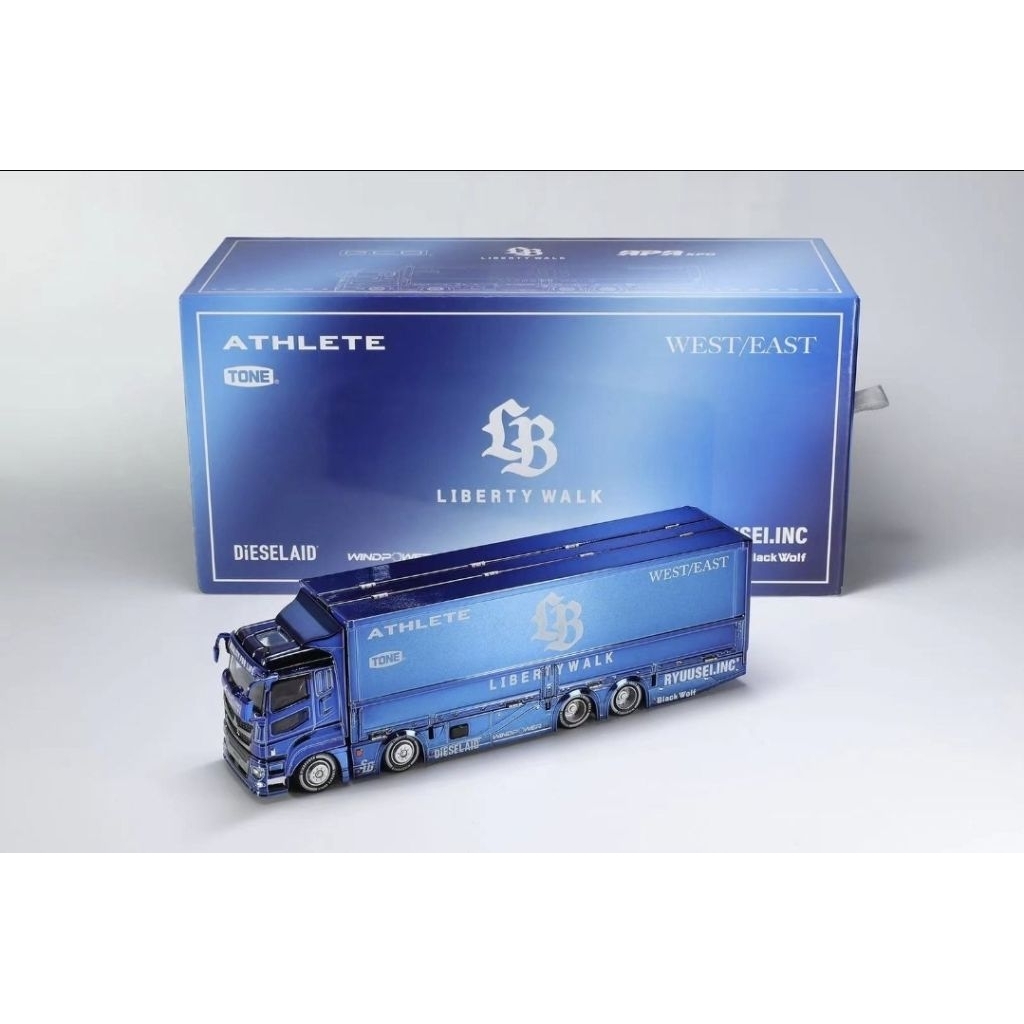 GCD Diecast Skala 64 LB Truck Fuso Super Great Transporter Chrome Blue