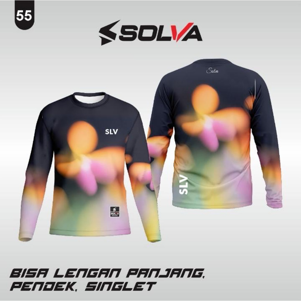 JERSEY SOLVA Orange Flower Lengan panjang Jersey Running GYM Paddle Pilates Tenis Workout Outdoor