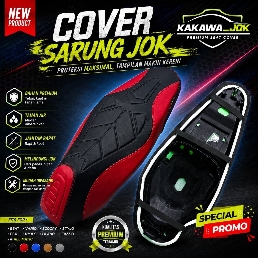 COVER SARUNG JOK PCX NMAX MODEL EROPA DAUN LANGSUNG PASANG PRAKTIS INSTAN PAKAI TALI PEREKAT