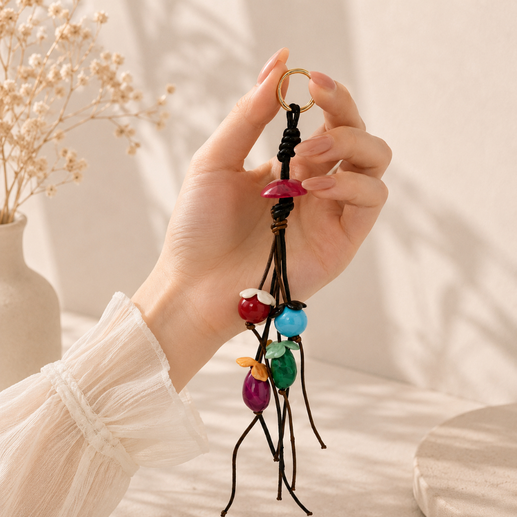Viola - Candy Bag Charm Premium / Gantungan Tas Candy Manik dan Kunci Lucu / Keychain / Gantungan Ca
