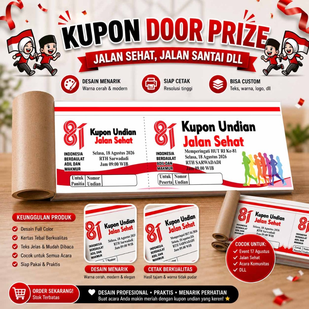 Kupon jalansehat 17 agustus, Kupon jalan sehat, Kupon undian, kupon custom, Kupon 17 agustus, Kupon 