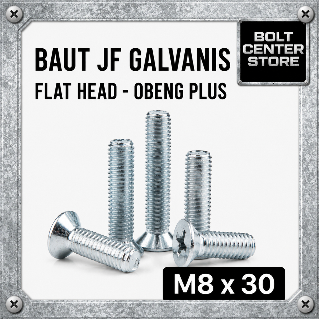 JF M8x30 Baut JF Flat Head Baut JF M8 x 30 Obeng Plus