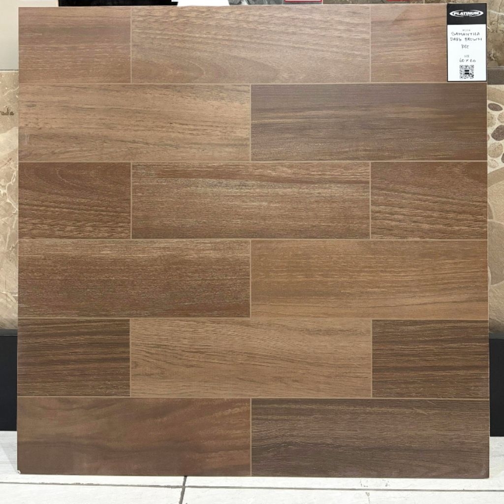 keramik lantai kamar mandi ruang tamu teras garasi dapur rumah PLATINUM 60x60 SAMANTHA DARK BROWN mo