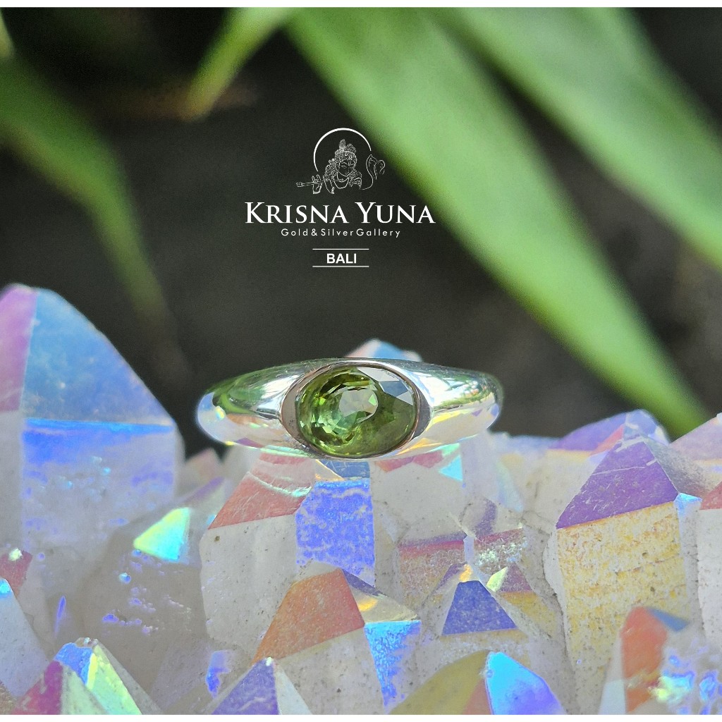 Natural Green Tourmaline Silver Ring